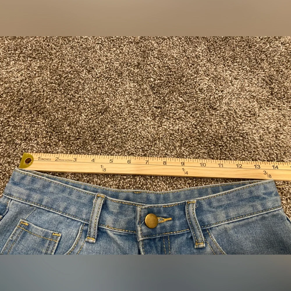 Shein High Waisted Destroyed Cutoff Denim Jean Shorts - Picture 5 of 8